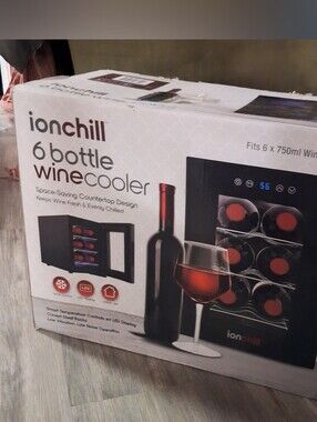 6-Bottle Wine Cooler — Black Countertop Chiller